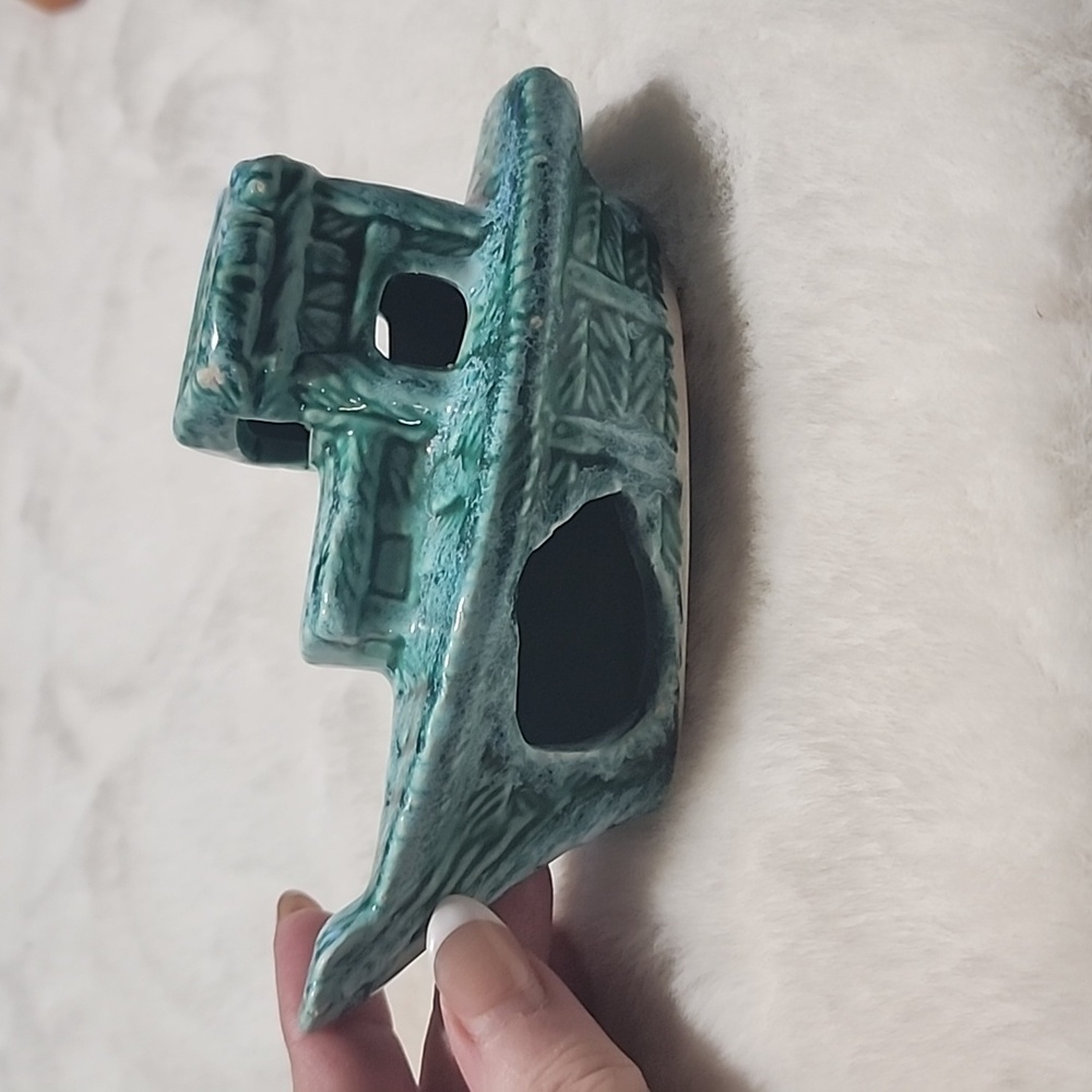 VINTAGE  CERAMIC  GREEN  NAUTICAL  🚢  BOAT.  KOREA.